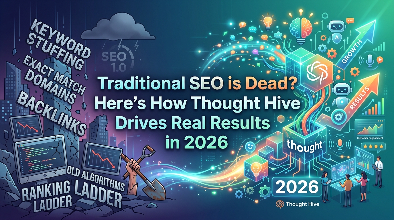 Traditional SEO vs AI-driven SEO strategy by Thought Hive for real results in 2026