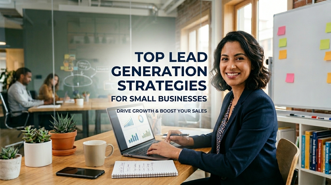 Top lead generation strategies for small businesses in 2026 including SEO, AI marketing, social media ads and conversion funnels