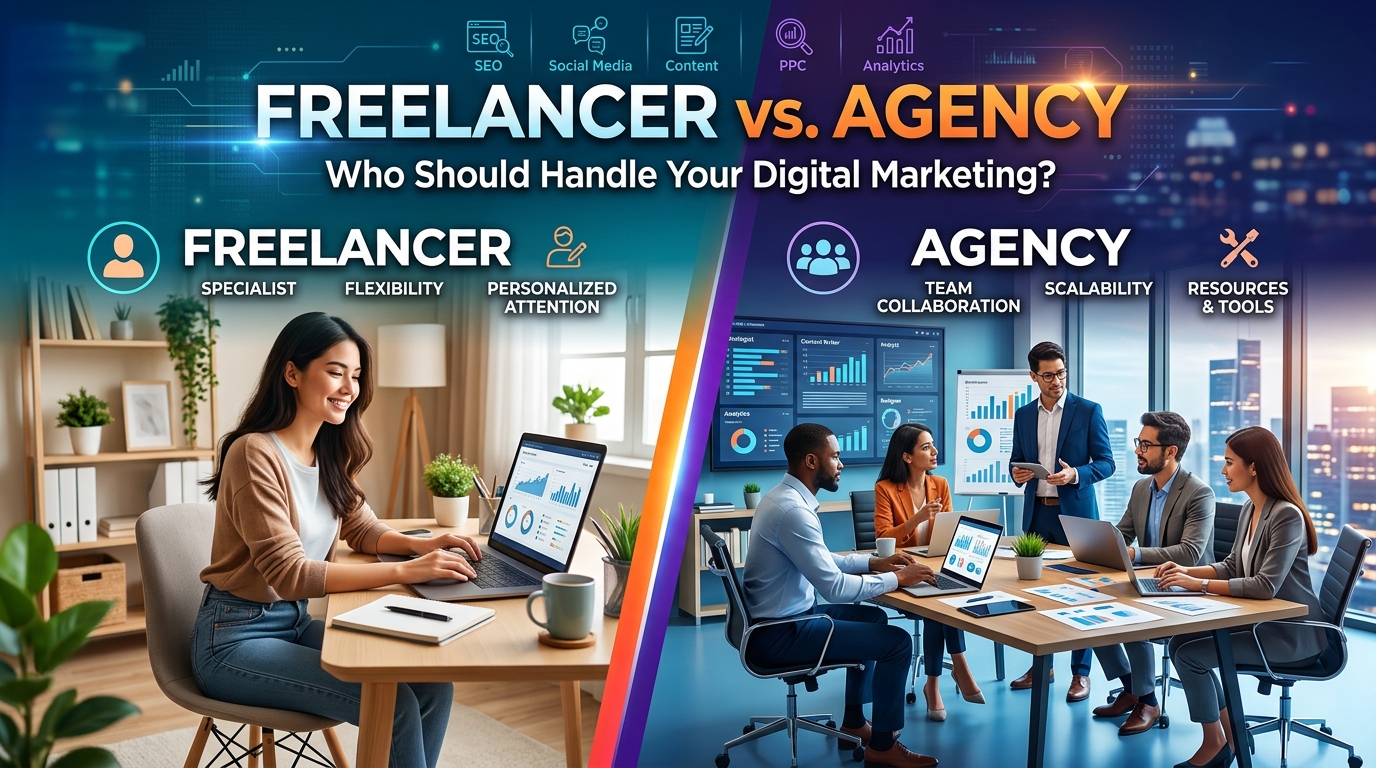 Freelancer vs agency digital marketing comparison for small businesses choosing the right partner