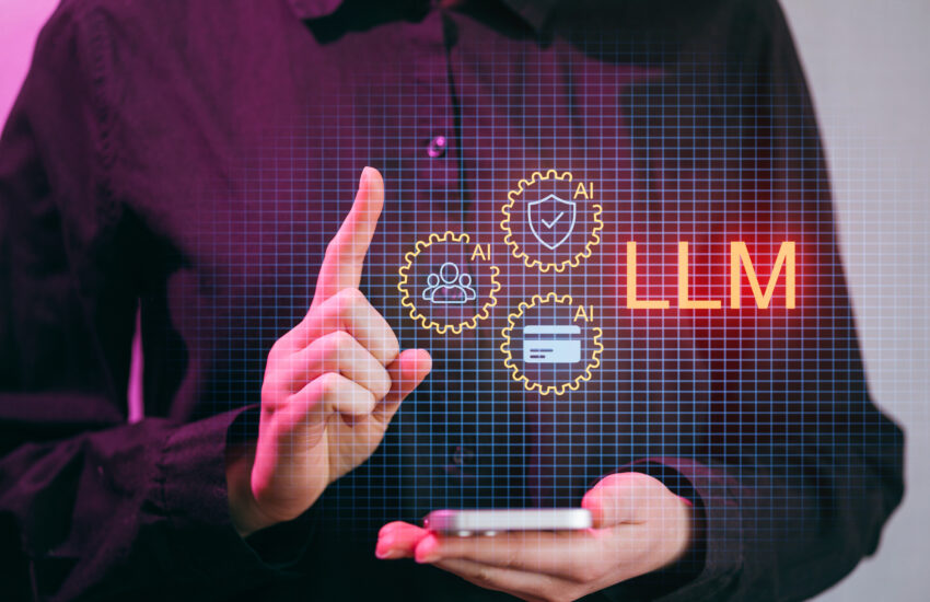 A technical visualization of an llms.txt file being crawled by AI models to define brand authority and SEO.